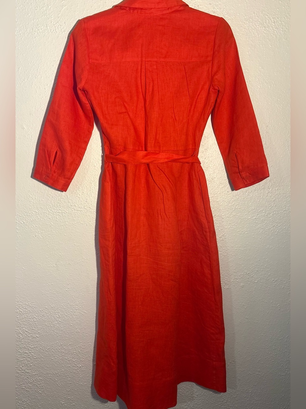 Hobbs London Preppy Linen Red Classic Minimalist Button Down Shirt Dress Size 2 - Picture 5 of 10